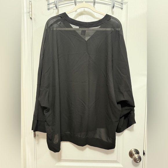 NWT Ashley Stewart Women's 14/16w sheer Black V Neck Blouse Plus Size New dolman - Picture 9 of 14